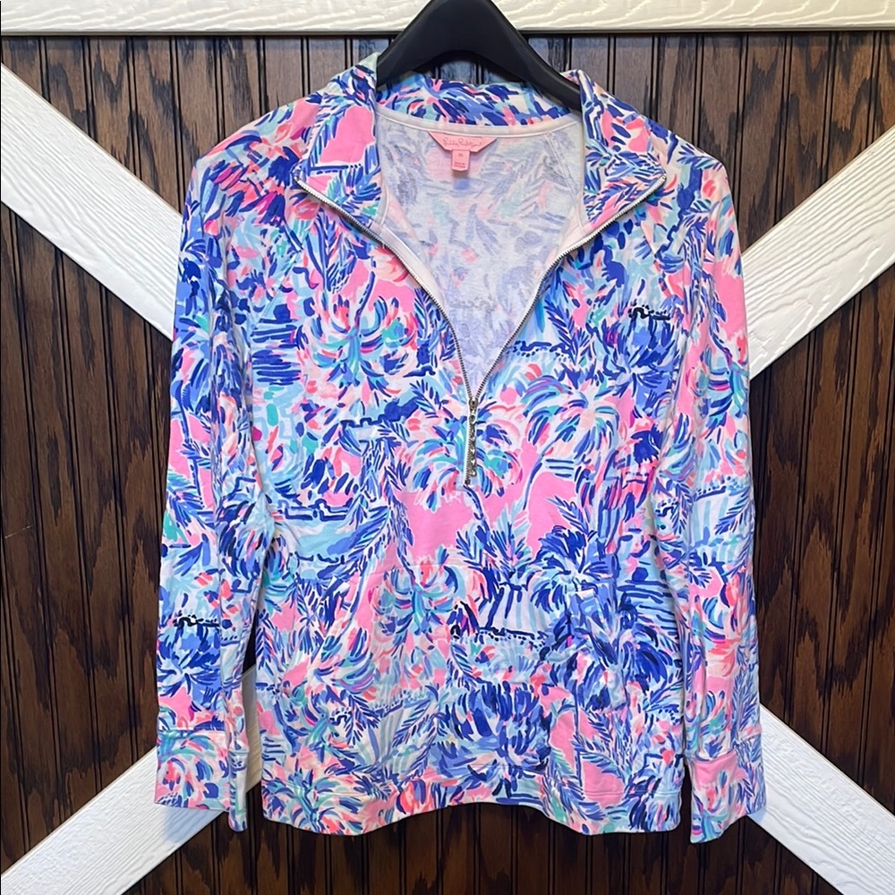 Lilly Pulitzer Colorful Floral Quarter-Zip Pullover